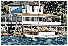 Ida Lewis Lighthouse in Newport Harbor - Digital Painting